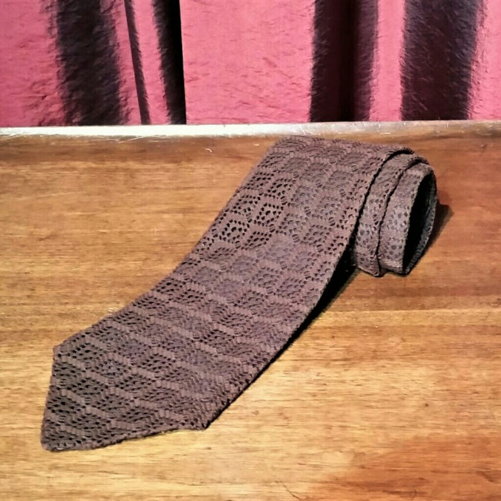Vintage 60s Mens Trevira Macrame Necktie RN 33907